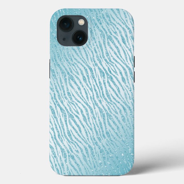 Animal Print Blue Glitter Glam Case-Mate iPhone Case (Back)