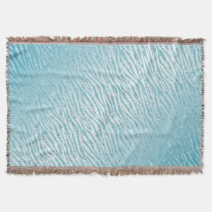 Animal Print Blue Glitter Glam Throw Blanket