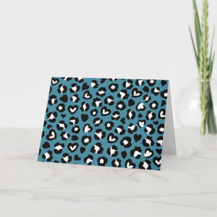 Animal Print, Blue Leopard, Cheetah Spots, Hearts Card