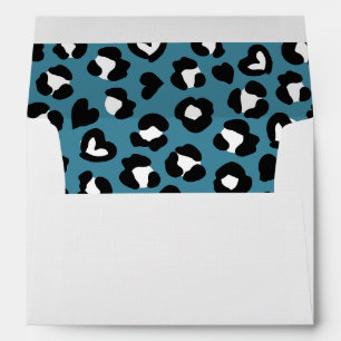 Animal Print, Blue Leopard, Cheetah Spots, Hearts Envelope