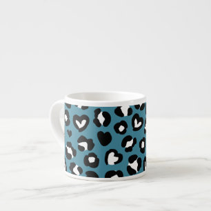 Animal Print, Blue Leopard, Cheetah Spots, Hearts Espresso Cup