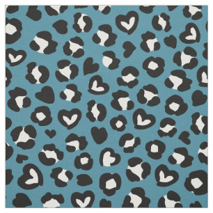 Animal Print, Blue Leopard, Cheetah Spots, Hearts Fabric