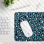 Animal Print, Blue Leopard, Cheetah Spots, Hearts Mouse Pad<br><div class="desc">Elegant,  stylish and sophisticated pattern with leopard spots and hearts in blue and black colour. Modern and trendy gift,  perfect for the animal print lover in your life.</div>