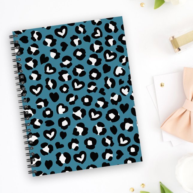 Animal Print, Blue Leopard, Cheetah Spots, Hearts Notebook (Creator Uploaded)