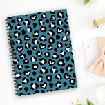 Animal Print, Blue Leopard, Cheetah Spots, Hearts Planner<br><div class="desc">Elegant,  stylish and sophisticated pattern with leopard spots and hearts in blue and black colour. Modern and trendy gift,  perfect for the animal print lover in your life.</div>
