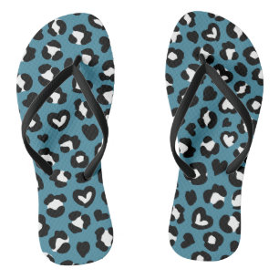 Animal Print, Blue Leopard, Cheetah Spots, Hearts Thongs