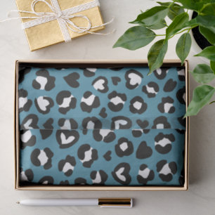 Animal Print, Blue Leopard, Cheetah Spots, Hearts Tissue Paper