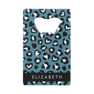 Animal Print, Blue Leopard, Hearts, Your Name