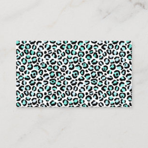 Animal Print Blue Spots Turquoise Pink Faux Black Business Card