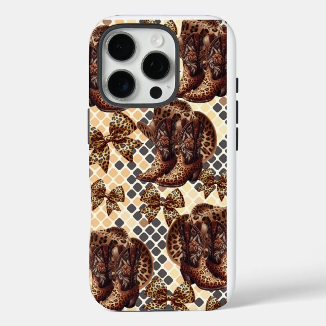 Animal print boots and bows, cheetah iphone case (Back)
