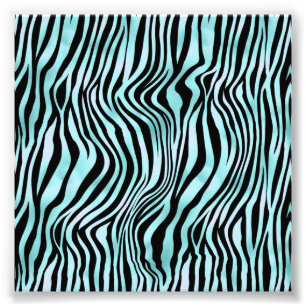 Animal Print Bright Blue Zebra Skin Turquoise