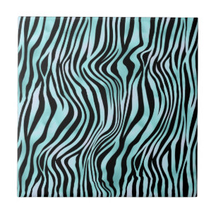 Animal Print Bright Blue Zebra Skin Turquoise Ceramic Tile