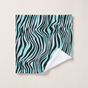 Animal Print Bright Blue Zebra Skin Turquoise Wash Cloth