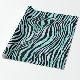 Animal Print Bright Blue Zebra Skin Turquoise Wrapping Paper