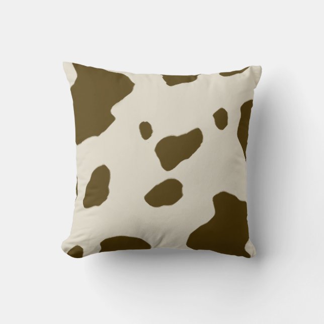 Animal Print Brown Cow Spots Cushion (Front)
