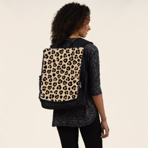 Animal Print, Brown Leopard, Cheetah Spots, Hearts Backpack