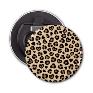 Animal Print, Brown Leopard, Cheetah Spots, Hearts Bottle Opener