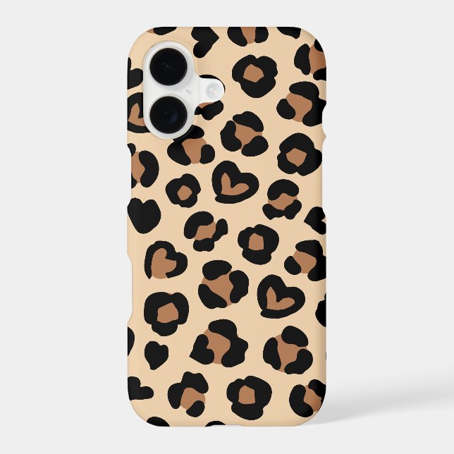 Animal Print, Brown Leopard, Cheetah Spots, Hearts iPhone Case (Back)
