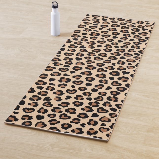 Animal Print, Brown Leopard, Cheetah Spots, Hearts Yoga Mat (In Situ)