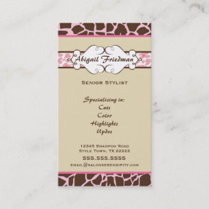 Animal Print Business Card: Pink Card
