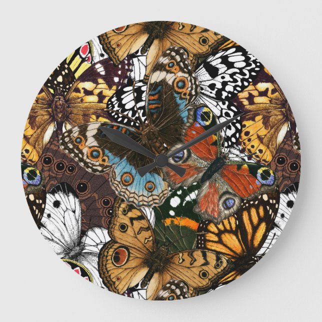 Animal print. Butterfly wings. Large Clock (Front)