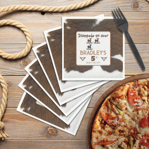 Animal Print Cattle Stampede Brown Birthday Napkin