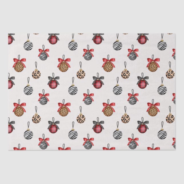 Animal Print Christmas Ornaments Pattern Design Wr Tissue Paper (Front)