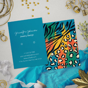 Animal Print Colourful Earring Holder Display Card