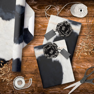 Animal Print Cow Black White Wrapping Paper