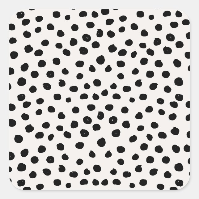 Animal Print Dots Black And White Dalmatian Square Sticker (Front)