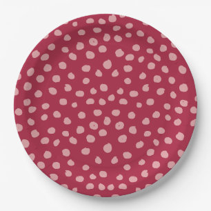 Animal Print Dots Magenta Paper Plate