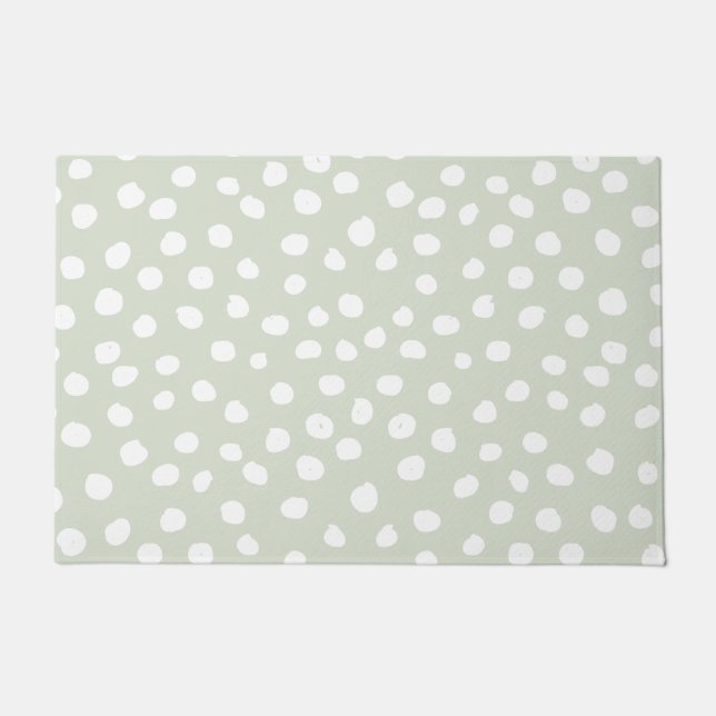 Animal Print Dots Sage Green And White Doormat (Front)