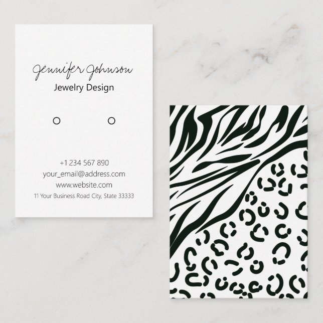 Animal Print Earring Holder Display Card (Front/Back)