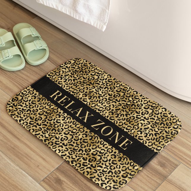 Animal print Faux Gold Black Bath Mat (Creator Uploaded)