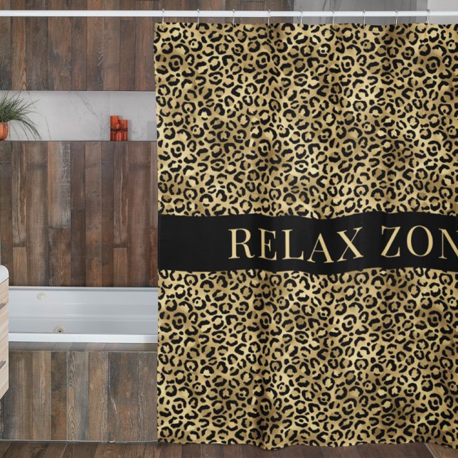 Animal print Faux Gold Black Shower Curtain (Creator Uploaded)