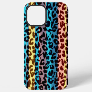 Animal print fur skin of leopard colourful stripes iPhone 12 pro max case