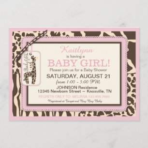 Animal Print Giraffe and Tutu Jumper Baby Shower Invitation