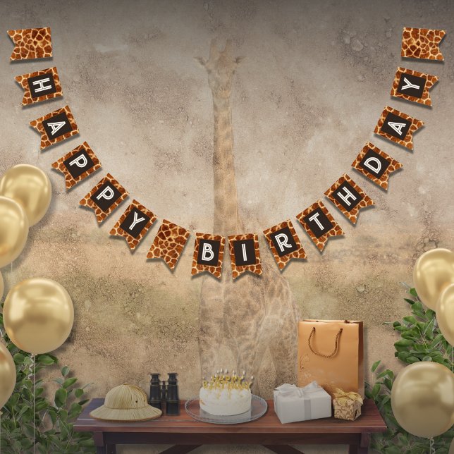 Animal Print Giraffe Birthday Bunting Banner (Creator Uploaded)