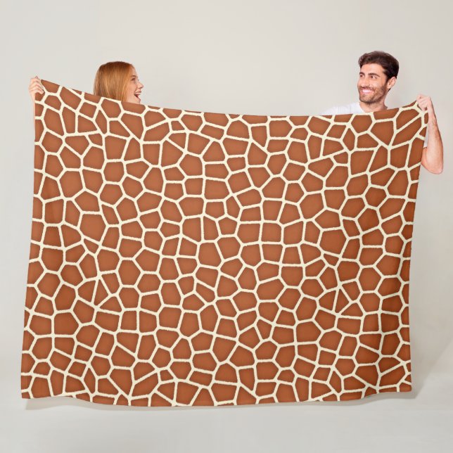 Animal Print, Giraffe in Shades of Copper Brown Fleece Blanket (In Situ)