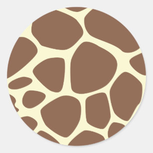 Animal Print (Giraffe Pattern) - Brown Yellow Classic Round Sticker
