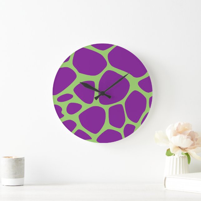 Animal Print (Giraffe Pattern) - Purple Green Large Clock (Home)