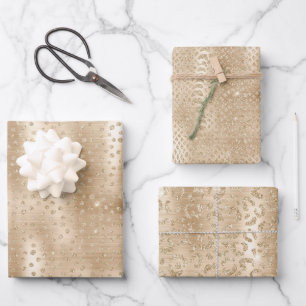 Animal Print Gold Glitter  Wrapping Paper Sheet