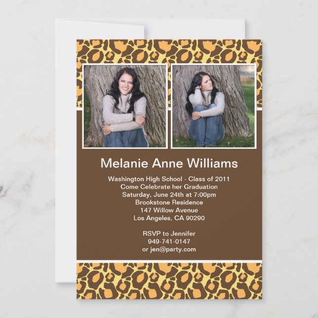 Animal Print Graduation Invitation (Front)