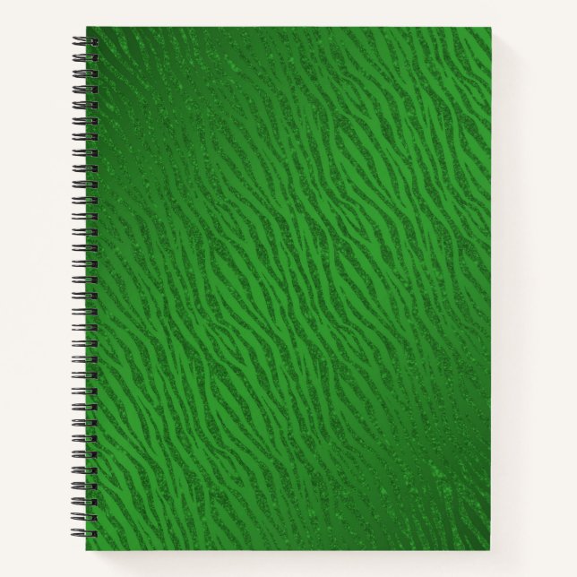 Animal Print Green Glitter Glam Notebook (Front)