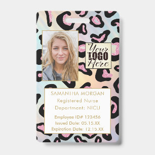 Animal Print Holographic Photo Logo Employee ID Badge