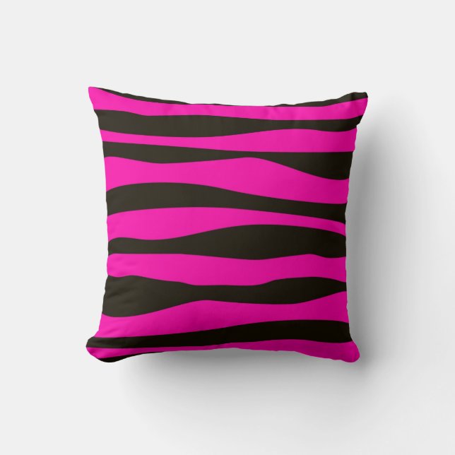 Animal Print Hot Pink and Black Cushion (Front)