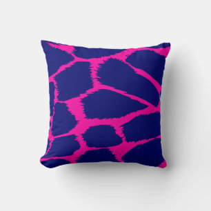 Animal print hot pink & blue complementary pillow