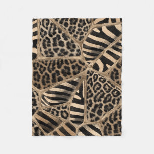 Animal Print - Leopard and Zebra - pastel gold Fleece Blanket