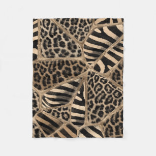 Animal Print - Leopard and Zebra - pastel gold Fleece Blanket