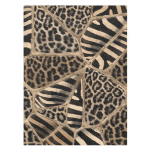 Animal Print - Leopard and Zebra - pastel gold Tablecloth